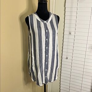 Sanctuary Navy and White Striped Button-Down Shirt